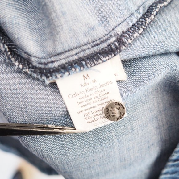 Calvin Klein Jeans Long Sleeve Chambray Dress - Picture 6 of 7